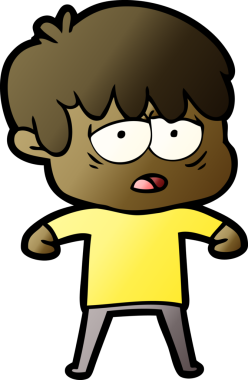 Bir insan tarafından çizilmiş bitkin çocuk çizgi filmi.