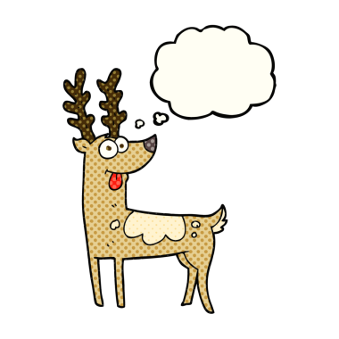 Bir insan tarafından çizilmiş serbest çizim balon karikatür ren geyiği.