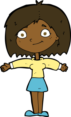 Bir insan tarafından çizilmiş mutlu bir kız.