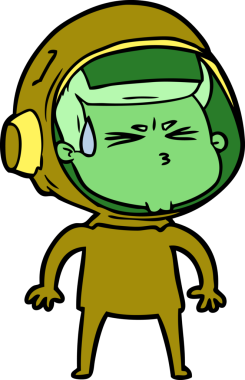 Çizgi film bir insan tarafından çizilmiş astronot.