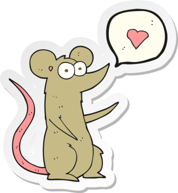 Bir insan tarafından çizilmiş, aşık bir farenin çıkartması.