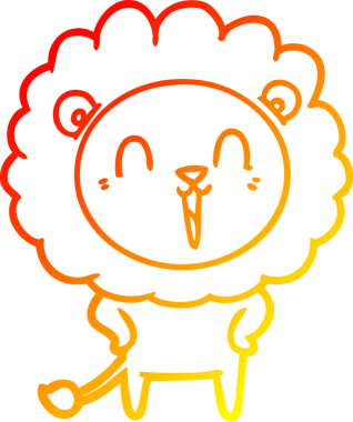 Bir insan tarafından çizilmiş gülen aslan karikatürü.