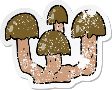 Bir insan tarafından çizilmiş karikatür mantarının sıkıntılı çıkartması.