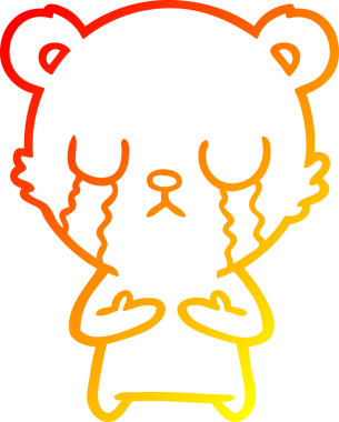 Bir insan tarafından çizilen ağlayan çizgi film ayısının sıcak çizgi çizgisi.