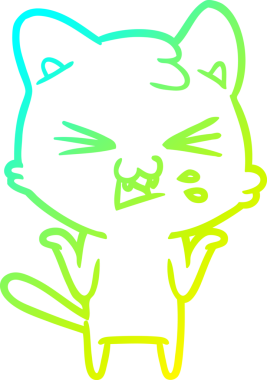 Bir insan tarafından çizilen çizgi film kedisinin soğuk gradyan çizimi