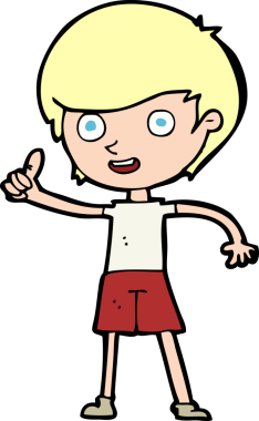 Çizgi filmci çocuk bir insan tarafından çizilmiş baş parmak işareti veriyor.