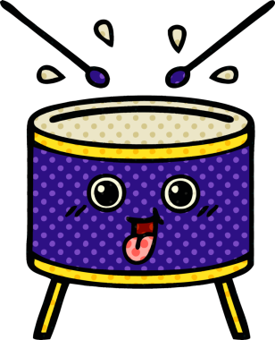 bir insan tarafından çizilmiş bir davul karikatürü.