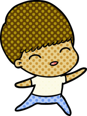 Bir insan tarafından çizilmiş mutlu çizgi film çocuğu.