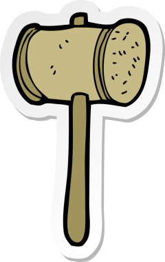 Bir insan tarafından çizilmiş tahta çekiç çıkartması.