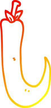 Bir insan tarafından çizilmiş kırmızı acı biber çizgi filminin sıcak gradyan çizimi