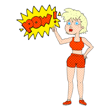 Mutlu jimnastik salonundaki kadın bir insan tarafından çizilmiş.