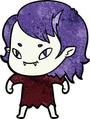 Bir insan tarafından çizilmiş çizgi film dostu vampir kız.