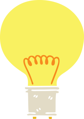 Bir insan tarafından çizilmiş garip çizgi film ampulü.