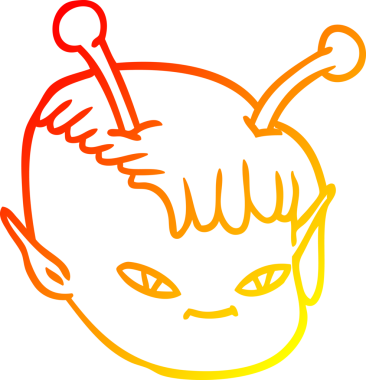 Bir insan tarafından çizilmiş uzaylı bir kızın sıcak çizgi çizimi.