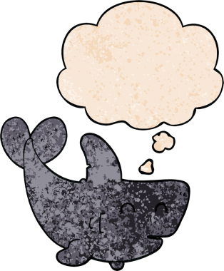 Düşünce baloncuğu olan çizgi film köpekbalığı bir insan tarafından çizilmiş.