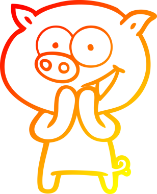 Bir insan tarafından çizilmiş neşeli bir domuz çizgi filmi.