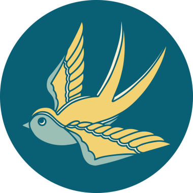 Bir insanın çizdiği bir kırlangıcın ikonik dövme şekli