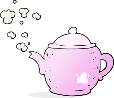 Bir insan tarafından çizilmiş bir karikatür çaydanlığı.