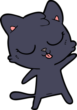 Bir insan tarafından çizilmiş sevimli çizgi film kedisi.