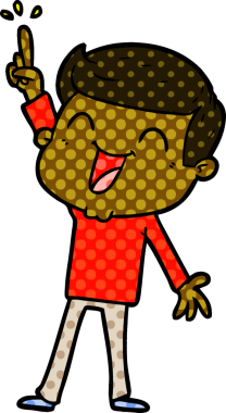 Bir insan tarafından çizilmiş gülen çizgi film adamı.