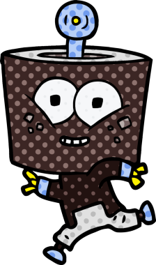 Bir insan tarafından çizilen mutlu çizgi film robotu