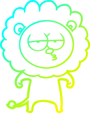 Bir insan tarafından çizilen ve canı sıkılan bir aslanın soğuk çizgi çizimi.