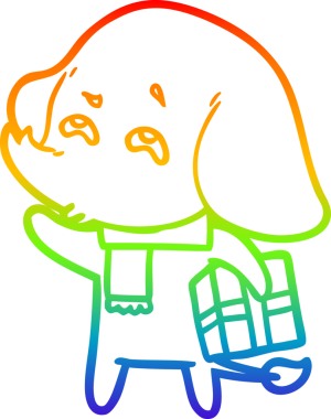 Gökkuşağı gradyan çizgi çizimi bir insan tarafından çizilmiş bir filin hediyesi.