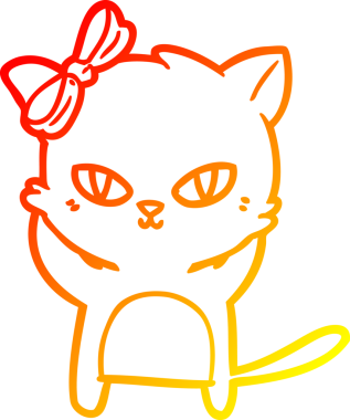 Bir insan tarafından çizilmiş sevimli bir çizgi film kedisinin sıcak çizgi çizgisi.