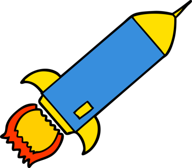 bir insan tarafından çizilmiş çizgi film roketi