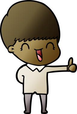 Bir insan tarafından çizilmiş mutlu çizgi film çocuğu.