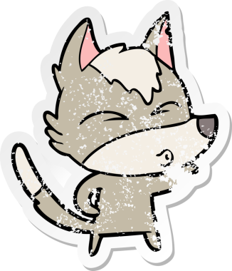 Bir insan tarafından çizilmiş bir kurt çizgi filminin sıkıntılı çıkartması.