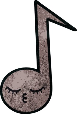 Bir insan tarafından çizilmiş müzikal notanın retro grunge desen karikatürü