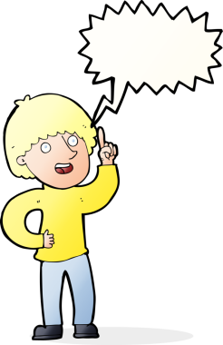 Bir insan tarafından çizilmiş konuşma baloncuğu fikri olan bir çizgi film adamı.