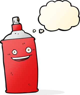 Bir insan tarafından çizilmiş düşünce baloncuklu çizgi film spreyi.