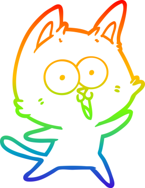 gökkuşağı gradyan çizimi bir insan tarafından çizilmiş komik bir çizgi film kedisi