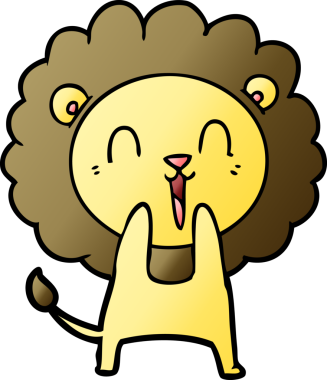 Bir insan tarafından çizilmiş gülen aslan çizgi filmi.