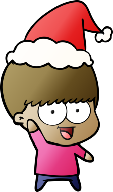 Bir insan tarafından çizilmiş Noel Baba şapkası giyen bir çocuğun gradyan çizimi.