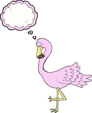 Bir insan tarafından çizilmiş serbest çizim balon flamingo çizimi.