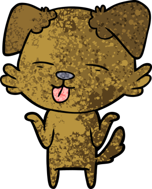 Bir insan tarafından çizilmiş bir çizgi film köpeği.