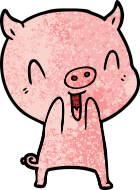 Bir insan tarafından çizilmiş mutlu çizgi film domuzu.