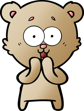 Bir insan tarafından çizilmiş gülen oyuncak ayı çizgi filmi.