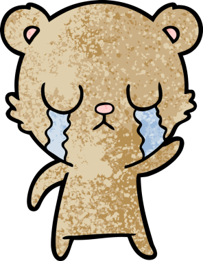 Bir insan tarafından çizilmiş ağlayan çizgi film ayısı.