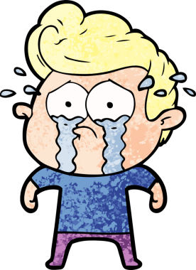 Bir insan tarafından çizilmiş ağlayan bir karikatür.