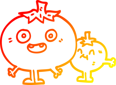 Bir insan tarafından çizilen mutlu domateslerin çizgi çizimi.