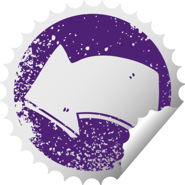 sıkıntılı dairesel soyma etiketi bir insan tarafından çizilmiş tuhaf sembol oku