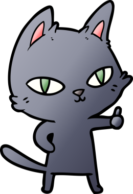 Bir insan tarafından çizilmiş çizgi film kedisi.