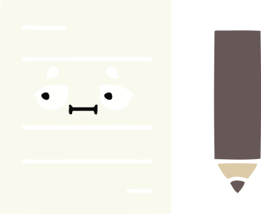 Bir insan tarafından çizilmiş bir test kağıdının düz renk retro karikatürü