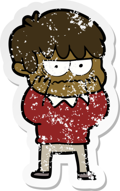 Bir insan tarafından çizilmiş kızgın bir çizgi film çocuğunun sıkıntılı çıkartması.