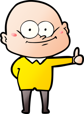 Bir insan tarafından çizilmiş kel bir adam.