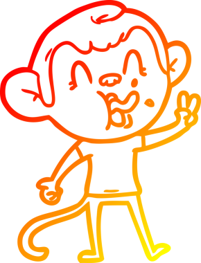 İnsan tarafından çizilmiş çılgın bir çizgi maymunun sıcak çizgi çizimi